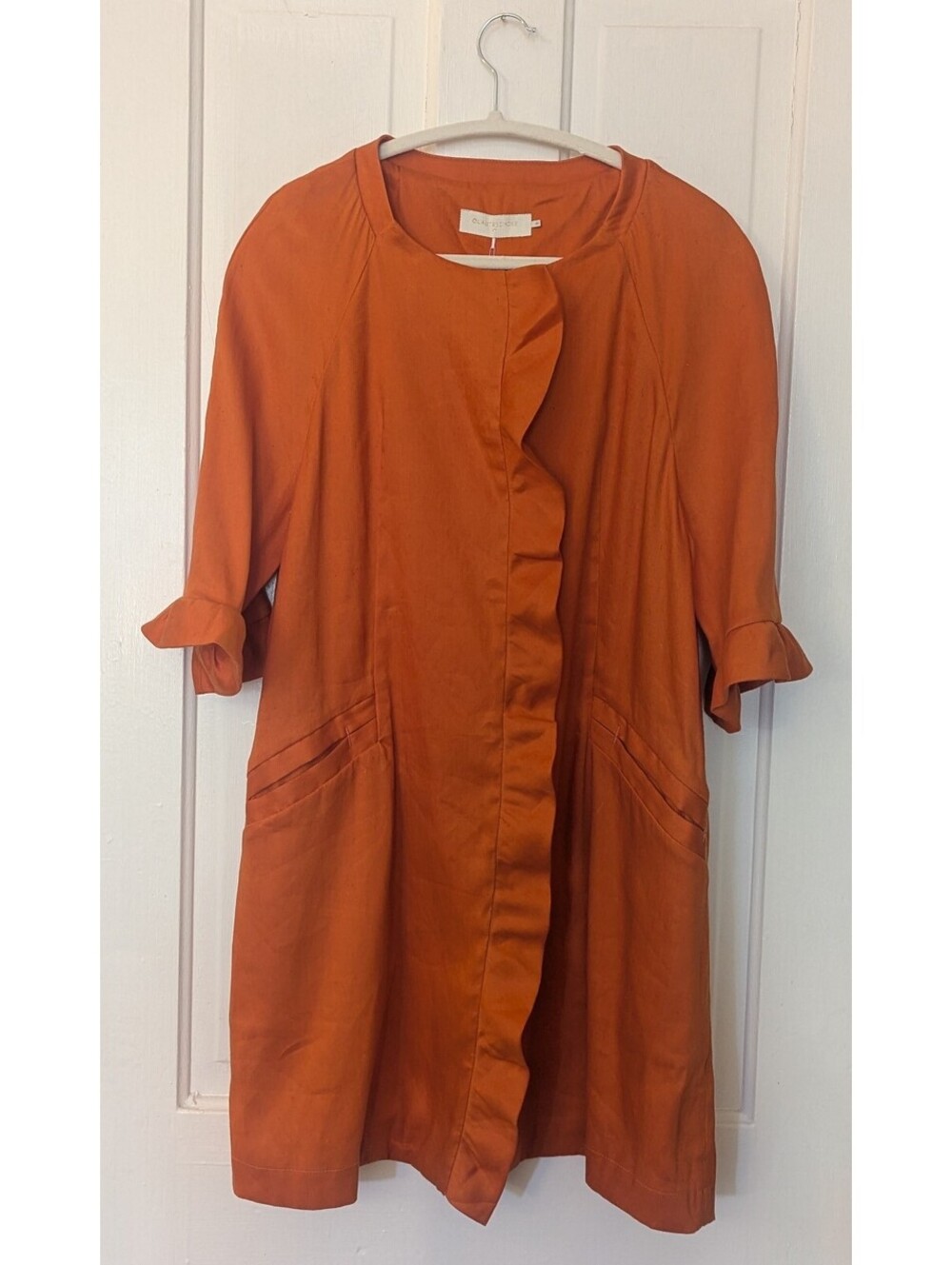 NWT L'AUTRE CHOSE BURNT ORANGE LINEN BLEND OVERCOAT DRESS | IT 40 US 4